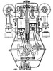 Sección del motor Genschel de 250 H.P. de 12 cilindros en 2 series de 6