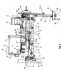 Cutting circular saw with scorer - top view of the oscillating frame