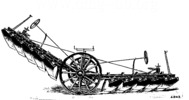 Fowler's five-furrow plow with steam board plowing the Hungaria-form