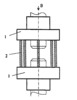 Elastically mechanical coupling with steel cables connecting elements - Longitudinal view of the device