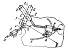 CONTACTING LEVER MECHANISM WITH A VARIABLE ANGLE BETWEEN THE TURNING AXES OF THE LEVERS