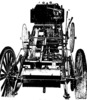 Assembled frame of the car-racing car, seen from the rear of