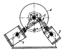 CRANK AND SLOTTED-LINK MECHANISM WITH TWO OSCILLATING CYLINDERS