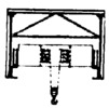 Travelling crane with trolley-way inside