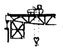 Travelling crane with driver's stand built on pont