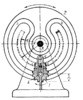 THREE-LINK MANGLE GEARING WITH ALTERNATING ROTATION OF THE DRIVEN GEAR