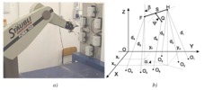 a) Tracking system on a PUMA 562 robot b) Kinematic structure