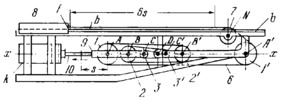 FLEXIBLE-LINK BLOCK-AND-TACKLE MECHANISM OF A CATAPULT