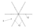 Front view of one of the pieces that form the bracket, in particular another example of mill formed by three extensible beams