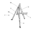 Perspective view of another example of the supporting piece that form the bracket, in this case, with a third leg hinged