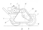 Side view of rollers mounted transmission device