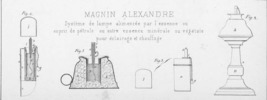 Tav. 83, Magnin Alexandre, Système de lampe alimentée par l'essence ou l'ésprit de pétrole ou autre essence minérale ou végétale pour éclairage et chauffage