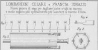 Tav. LXII, Lombardini Cesare e Francia Ignazio, Nuovo genere di sega per tagliare lastre e tubi in marmo e modo seguito più specialmente per lavorare il marmo d'Oira