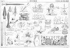 Picture of old weapons, tools and utensils of iron.