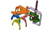Quadruple view showing a mechanism named control system for a gearbox