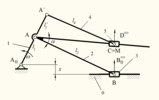Six bar linkage. Slider crank kinematic chain connected in parallel with a slider crank -3
