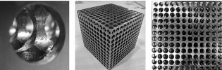 Different views of the cube made by deep drilling.
