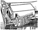 Gearbox of a drilling machine with fixed driven wheels