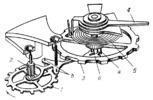 RATCHET-TYPE SPEED GOVERNOR MECHANISM OF CLOCKWORK WITH A PIN PALLET ESCAPEMENT