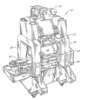View of a transfer press with a servodriven feed mechanism