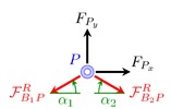 Free body diagram of the  point P