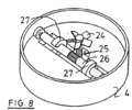Schematic representation opened of the valve device inside the showerhead