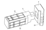 Perspective view of the axial displacement axis and the clamp plate disassembled