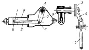 LEVER MECHANISM FOR TRANSMISSION FROM A SERVOMOTOR PISTON TO A VALVE