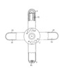 Top view of the tightening nut variant powered by compressed air