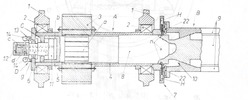 Partial axial section through the device equipped with hollow spindle.