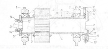 Axial section through hollow spindle without all interchangeable device.