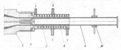 Installation for thermoplastic pipe manufacturing, cross section