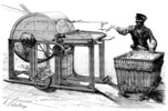 Etching of rag tearing machine