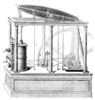 Etching of steam engine with condenser