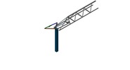 ISO-view showing a mechanism named tower crane with a folding camber in position P00
