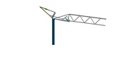 View from the left showing a mechanism named tower crane with a folding camber in position P01