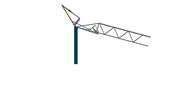 View from the left showing a mechanism named tower crane with a folding camber in position P02