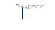 View from the left showing a mechanism named tower crane with a folding camber in position P00