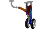 ISO-view showing a mechanism named landing gear relevable in position P15