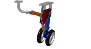 ISO-view showing a mechanism named landing gear relevable in position P08