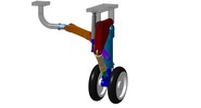 ISO-view showing a mechanism named landing gear relevable in position P13