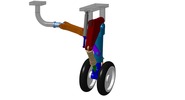 ISO-view showing a mechanism named landing gear relevable in position P11