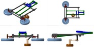 Quadruple view showing a mechanism named rectratable kart in position P00