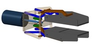 ISO-view showing a mechanism named gripping pliers with paralell bits equipped with electrical contacts in position P08