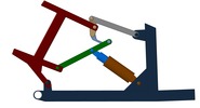View from the front showing a mechanism named suspension system with variable leverage in position P20