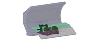 ISO-view showing a mechanism named device for lifting snow blade in position P14