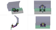 Quadruple view showing a mechanism named device for lifting snow blade in position P00