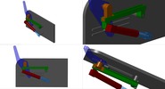 Quadruple view showing a mechanism named tilt adjustment system with morphological recliner in position P00