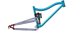 View from the front showing a mechanism named mountain bike frame in position P0