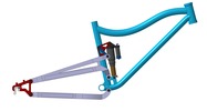 View from the left showing a mechanism named mountain bike frame in position P1